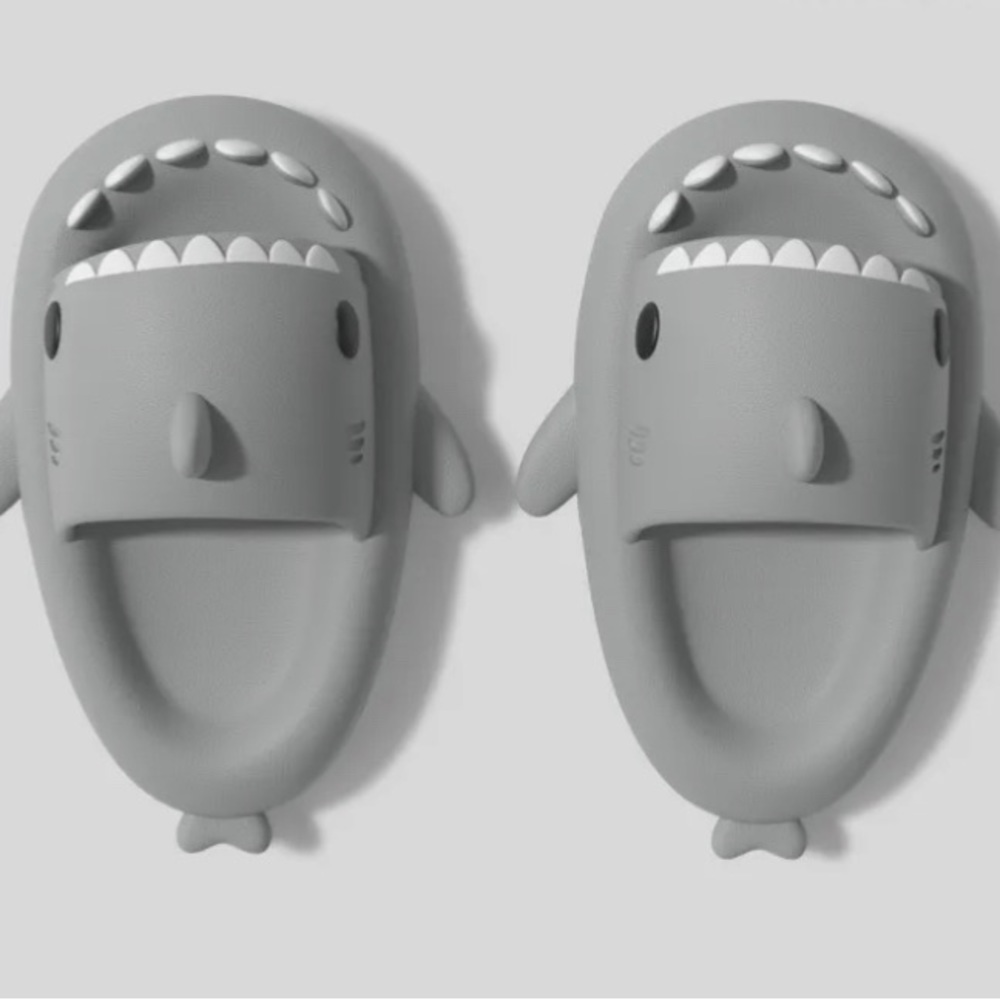 Boutique Grey Shark Slides - Picture 2 of 4
